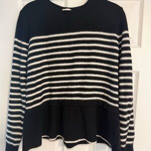 kate spade Black and White Striped Crew Neck Sweater